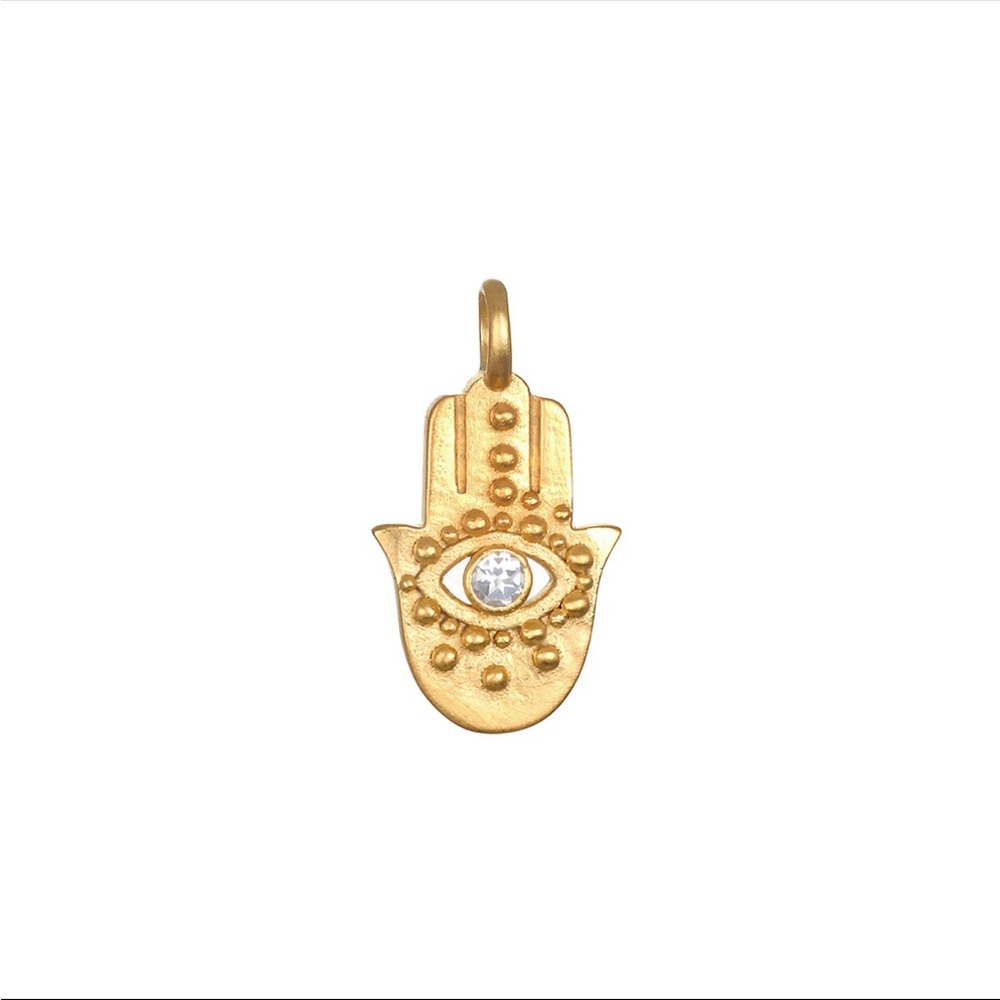 Satya jewelry Ancient Hamsa White
Topaz Charm 18k gold plate